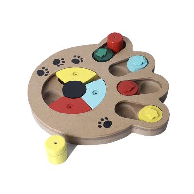 China New Style Viable Dog Cat Multifunctional Interactive Bone Paw Printing Type Fun Feeding Baby Puppy Cat Wooden Dog Toy for sale