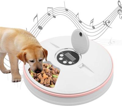 China Dropship Automatic Dog Feeder Cat Food Dispenser Dry Wet Automatic Pet Feeder 6 Meal Trays with LCD Smart Programmable Clock for sale