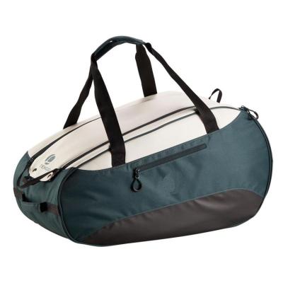 China Custom Leather Tennis Kit Double Zipper Sport Travel Duffle Bag With Single Shoe Pocket for sale