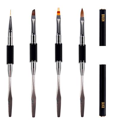 China 2021 Hot Sale Nail Gel Black Metal Handle Professional Nail Art Brush Set for sale