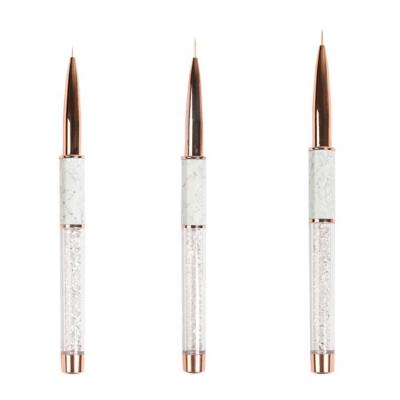 China NAIL Factory Directly Sell Rose Gold Metal Handle 3 Pcs Nail Art Liner Brush Set for sale