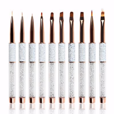 China High Quality Custom Nail Art Brush Set 10pcs Logo Marble Handle From Best NAIL Factory for sale