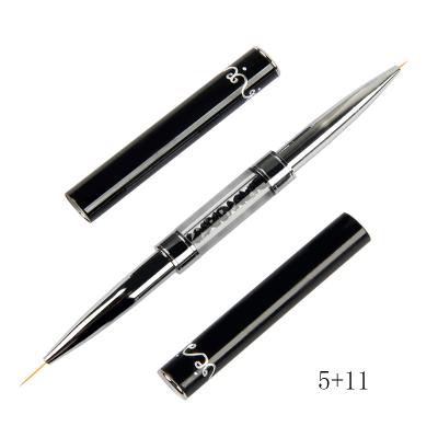 China Painting Pen Gel Polish Crystal Nail Art Tools Brush Crystal Handle Drawing Brush Liner NAIL Black Double Head for sale