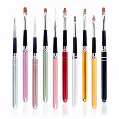 China Beauty Painting Tools Hot New Products Metal Handle Nylon Nails Kolinsky Art Painting Brush Set for sale