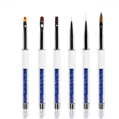 China Kolinsky Professional Nail Design Glitter Handle Acrylic Nail Art Printing Brush Set for sale