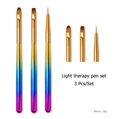 China Wholesale High Quality 3pcs UV Gel Nail Brush One Set Nylon Nail Art Brush Set DIY Hair Painting Gel Brush for sale