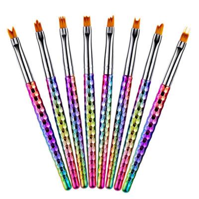 China Non-slip Nail Art Tool Pen Handle Drawing Brush Customized Gel Gradient NAIL Flower UV Colorful Painting Brush Nail Drawing Brush for sale