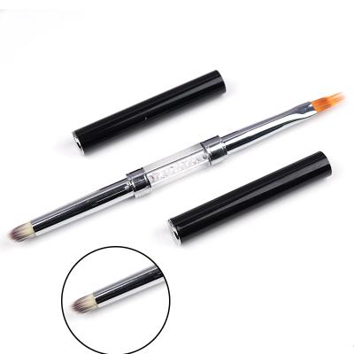 China NAIL Head Crystal Handle Double Glue Drawing Brush Black Ombre Oval and Flat Brush Nail Art for sale