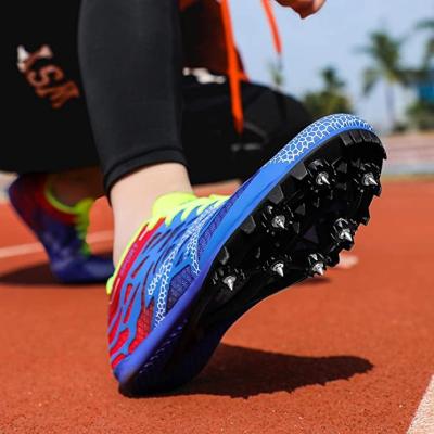 China Fashion Trend Shoes Mens Womens Mesh Track and Field Sports Sneakers Boys and Girls Training Sprint Racing Sports Shoes Lace Up Spikes for sale