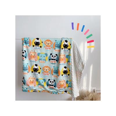 China PORTABLE Fine Quality Custom Zoo Pattern Plush Blanket Animal Blanket For Kids Cotton for sale