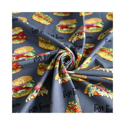 China 2021 new stretch style burger pattern polyester fabric 100% cotton fabric for kids use for sale