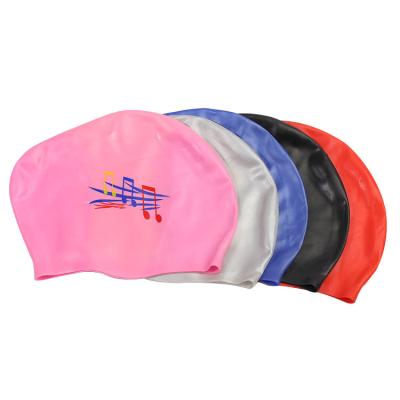 China Waterproof Waterproof Bath Covers Silicone Swim Cap Latex Sports Headgear Long Swimming Hat For Women for sale