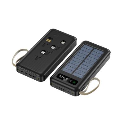 China 20000 mAh large capacity solar power bank solar charging treasure with its own line sharing mobile power with its own bracket can be copy for sale