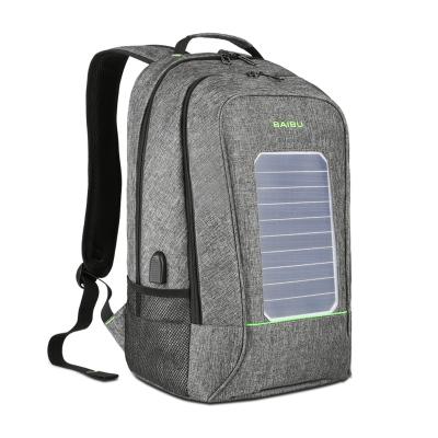 China 2021 New Solar Powered Waterproof Men Women Backpack Anti Thief Waterproof 15.6 Inch Laptop USB Backpack Leisure Travel Charging Bags for sale