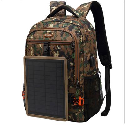 China Waterproof Solar Panel Power Backpack, USB Charging Computer Bag Camouflage Travel Rucksack, Increasing Daypack Outdoor Military Tactical Rucksack for sale