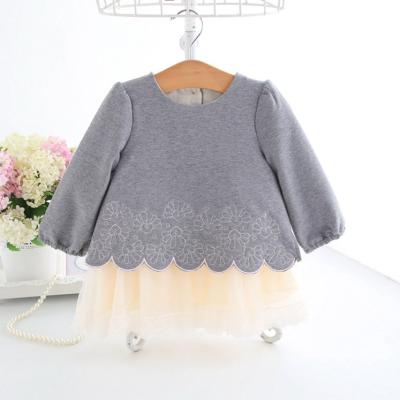 China Autumn Long Sleeve Girls Dress Cute Breathable Embroidery Toddler One Line Clothes Fashion Floral Print Baby Quality Kids Dress Princess for sale