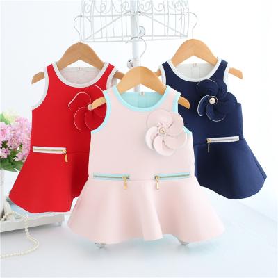 China Newborn Ins Girls Dresses Big Flower Baby Vest Dress Breathable Warm Cute Candy Color Fashion Autumn Dress Kids Party Floral Clothes for sale