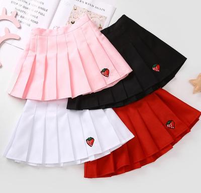 China Wholesale breathable more color children skirt teenage Mini Dress Blank Kids Pleated Mini Pink Skirt Girls embroidery strawberry for sale