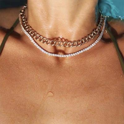 China Lead Free PVD Nickel Free High End Gold Plated Rhinestone Choker Party Choker Necklace for sale