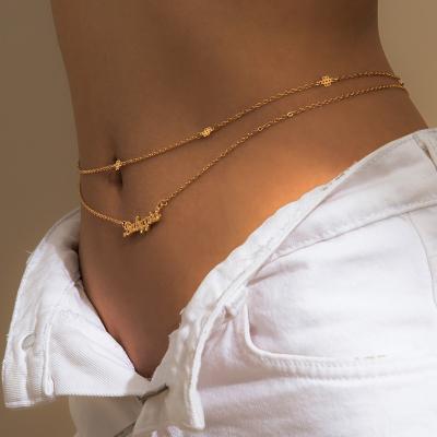 China BOHEMIA Body Jewelry Gold Plated Sexy Silver Crystal Belly Waist Chain For Women for sale