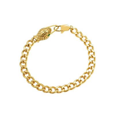 China Fashion TRENDY Women's Jewelry 18K Gold Plated Stainless Steel Silver Color Snake Charm Girls Key Bracelets & Bangles for sale