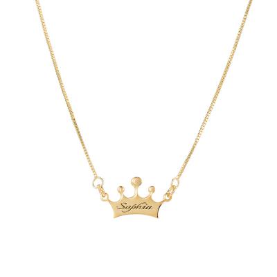 China Hard Factory Direct Sterling Silver Women Jewelry Personalized Crown with Letter Pendant Necklaces for sale