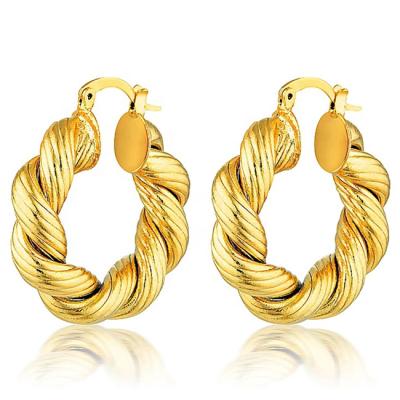 China CLASSIC Stainless Steel Waterproof Non To Tarnish Jewelry Chunky Thick Twisted Hoop Earrings for sale