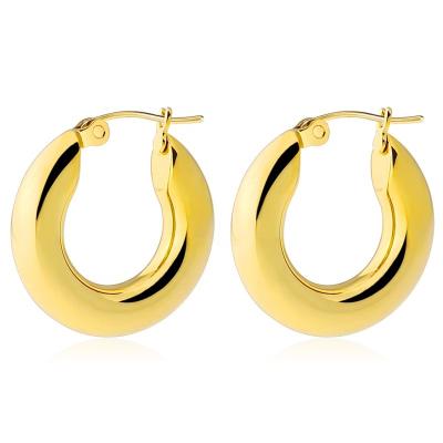 China FASHIONABLE hot sale high quality gold 20mm small plated stainless steel hoop earrings thick gold hoop earrings for sale