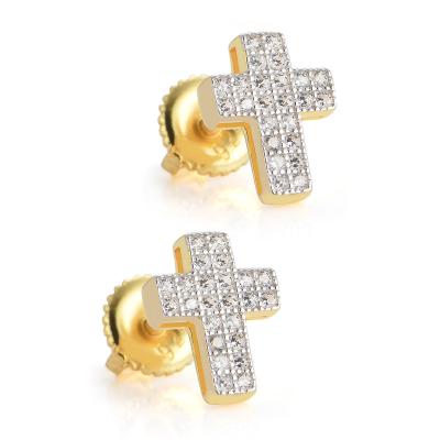 China Hiphop Hiphop CZ Cross Stud Earring Gold Silver Men's Stud Earrings Jewelry for sale