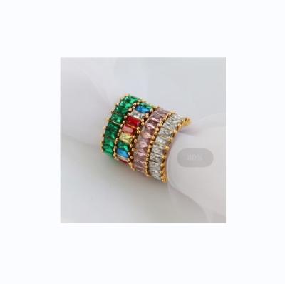 China Beautiful Hard Hot Multicolor Rhinestone Crystal Rings Women Men High Quality Fashion Selling Rainbow Rings for sale