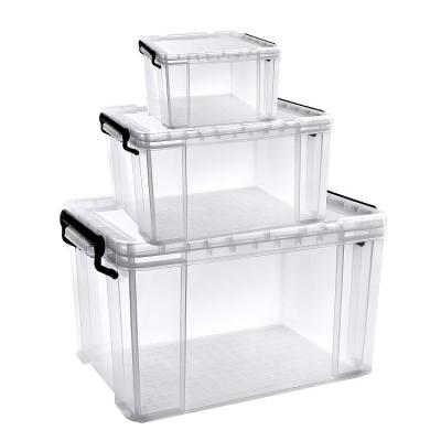 Chine poubelles claires de grande boîte de rangement en plastique transparente de 60L 120L pour l'organisation à vendre