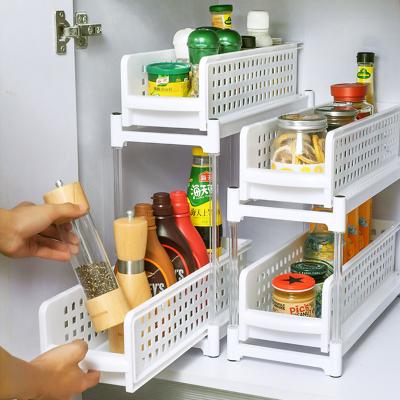 China 2 het rijplastiek trekt Planken Plastic Organisator Shelf For Kitchen terug Te koop