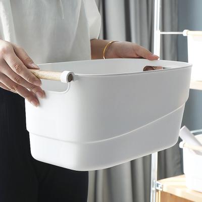 China Wooden Handle Plastic Storage Organizer 33.5*18cm for sale