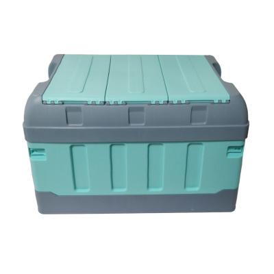 China Green 10kg Collapsible Plastic Storage Boxes 70L 60L Plastic Trunks For Storage for sale