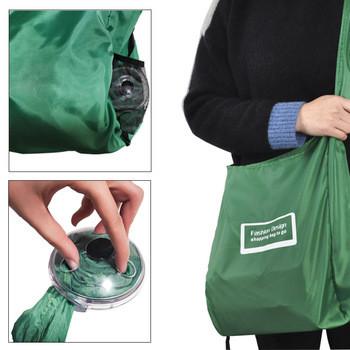 China 210D Polyester Reusable Grocery Bags Folding Shopping Bags Fold Into Pouch for sale