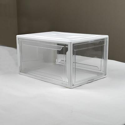 China Kids Transparent Stackable Storage Shoe Boxes 38*26*20cm for sale