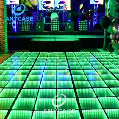 China Magnetic Led Dance Floor 50x50cm Waterproof Wedding Theme Park Nightclub 3D RGBW High Brightness for sale