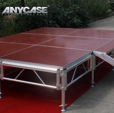 China Hot Structure 6082-T6 Aluminum Legs Easy Install Red Stage Platform Conference Truss Aluminum Stage for sale