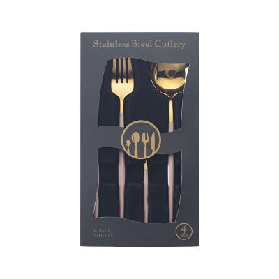 China Hotel Disposable Cutlery Eco-friendly Matt Pink Gold Stainless Steel Portuguese Cutlery Set for sale