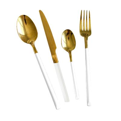 China Sustainable High Quality Stainless Steel Restaurant Cutlery Golden Cutlery for sale