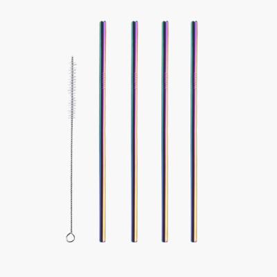 China Eco-Friendly Straw Stainless Steel Disposable 4pcs Bar Accessories Luxury Color with 1 Brush for sale