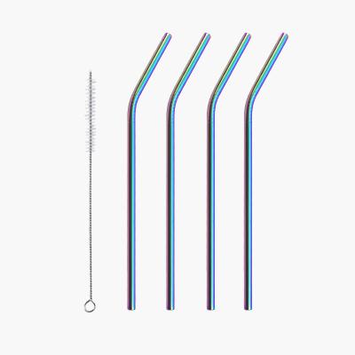 China Best Selling Disposable Bar Accessories Colorful PVD Covered Metal Drinking Straw for sale