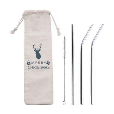 China Sustainable Popular Addiction 304 Stainless Steel Drinking Straw Christmas Gift Box for sale