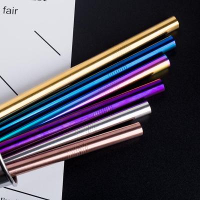 China 12*215mm Stainless Steel Sustainable Reusable Metal Straws Eco Friendly Metal Drinking Straws for sale