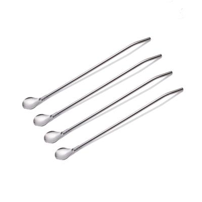 China 2019 Sustainable Hot Sale Metal Stirrer Stainless Steel Spoon Straw Drinking Strtraw for sale