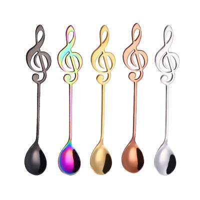 China Sustainable Stylish Music Note Handle Titanium Stainless Steel Coffee Stirring Spoon for sale