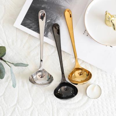 China Viable High Quality Single Gold Stainless Steel Black Soup Serving Spoon Set for sale