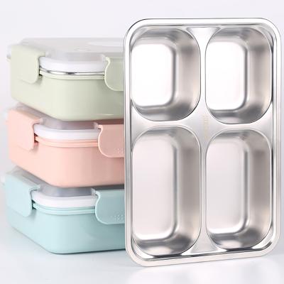 China Sustainable Reusable Korean Plastic Metal Compartment Food Container Lunch Box for sale