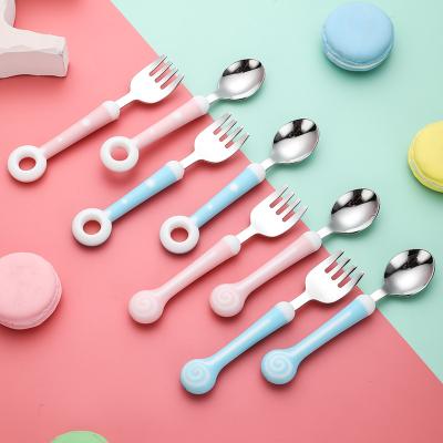 China Sustainable Cute Kids Cutlery Set Kids Spoon Fork Set Portable Travel Utensils for sale