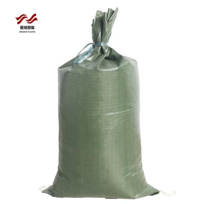 China Safety Polypropylene UV Treated Green Woven Bags For Sand 50lb for sale